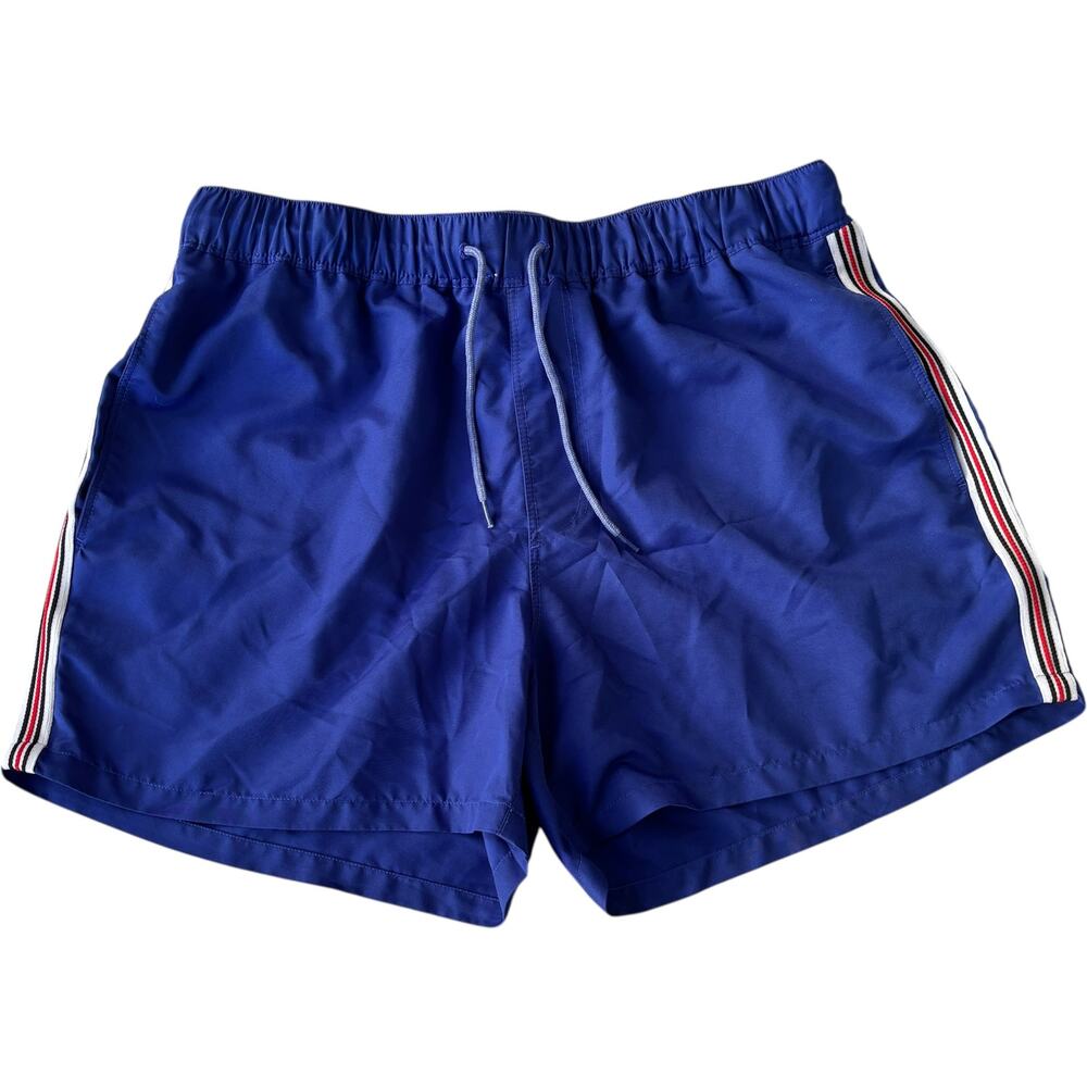 ASOS DESIGN M Side Stripe Swim Shorts Blue Regular